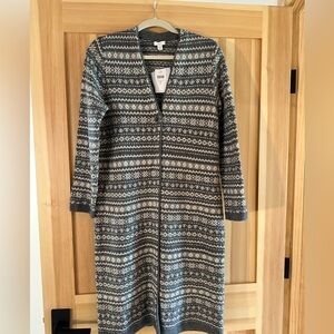 J. Jill grey and off-white sweater with one sweet button!